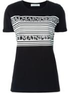 Pierre Balmain Striped Logo Print T-shirt, Women's, Size: 38, Black, Cotton