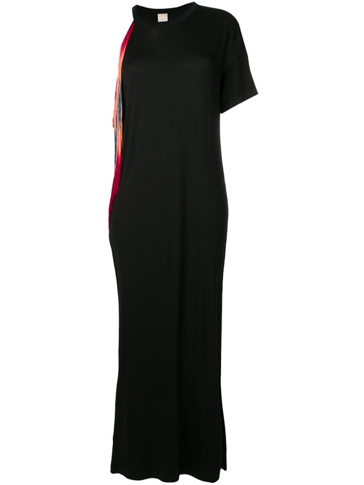 Pinko Dropped Fringed Shoulder Maxi Dress - Black
