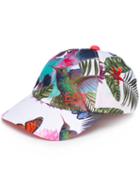 Ea7 Emporio Armani Tropical Print Cap, Women's, White, Polyester/cotton