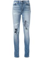 Saint Laurent Distressed Denim, Women's, Size: 28, Blue, Cotton/spandex/elastane