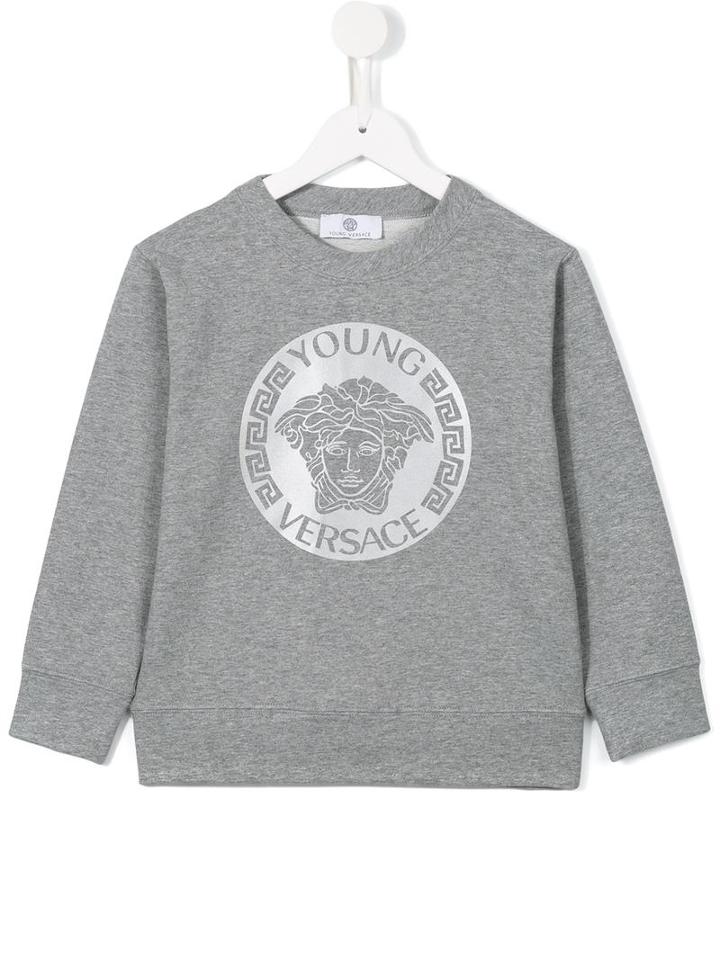 Young Versace Medusa Print Sweatshirt, Boy's, Size: 8 Yrs, Grey