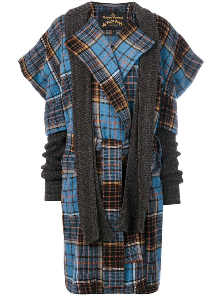 Vivienne Westwood Anglomania Dionysian Tartan Coat - Blue