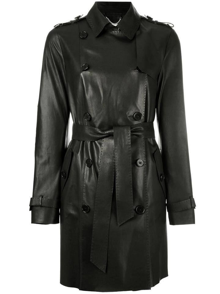 Desa Collection Astar Double-breasted Coat, Women's, Size: 38, Black, Suede