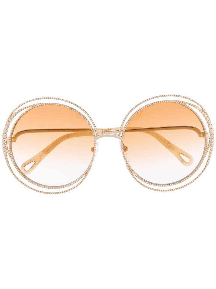 Chloé Eyewear Wire Detail Round Sunglasses - White