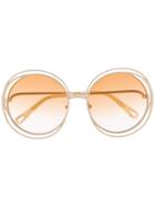 Chloé Eyewear Wire Detail Round Sunglasses - White