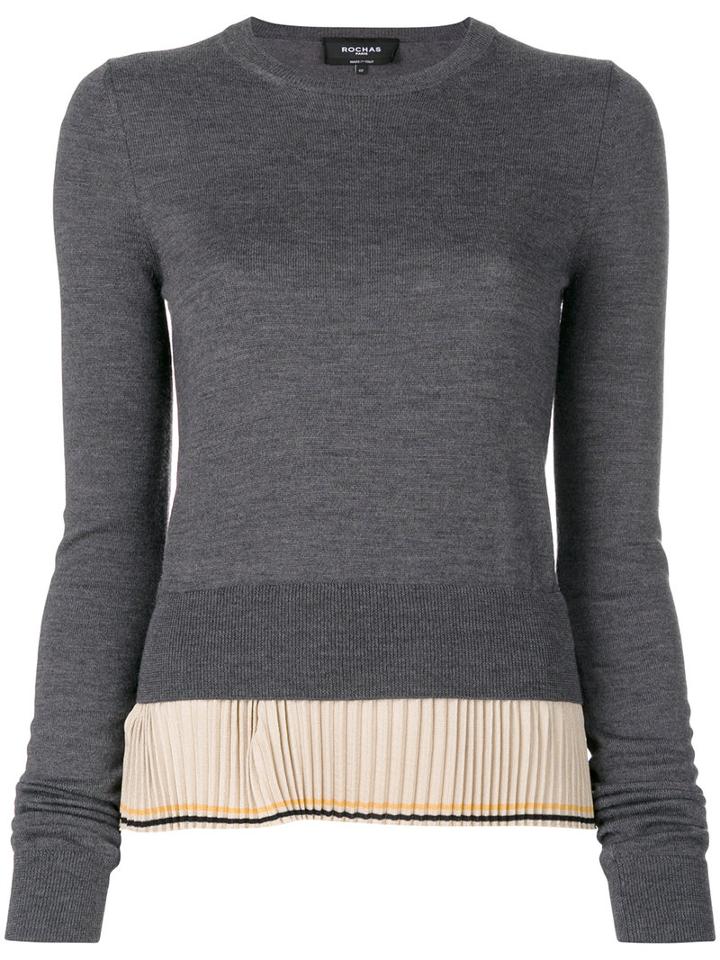 Rochas - Pleated Hem Jumper - Women - Silk/virgin Wool - 42, Grey, Silk/virgin Wool