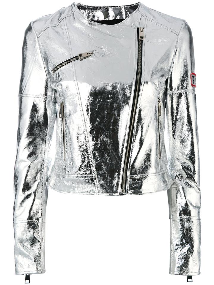 Isabelle Blanche - Zipped Jacket - Women - Leather/polyester - M, Grey, Leather/polyester