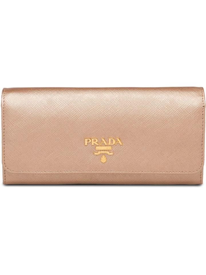 Prada Logo Plaque Continental Wallet - Pink & Purple