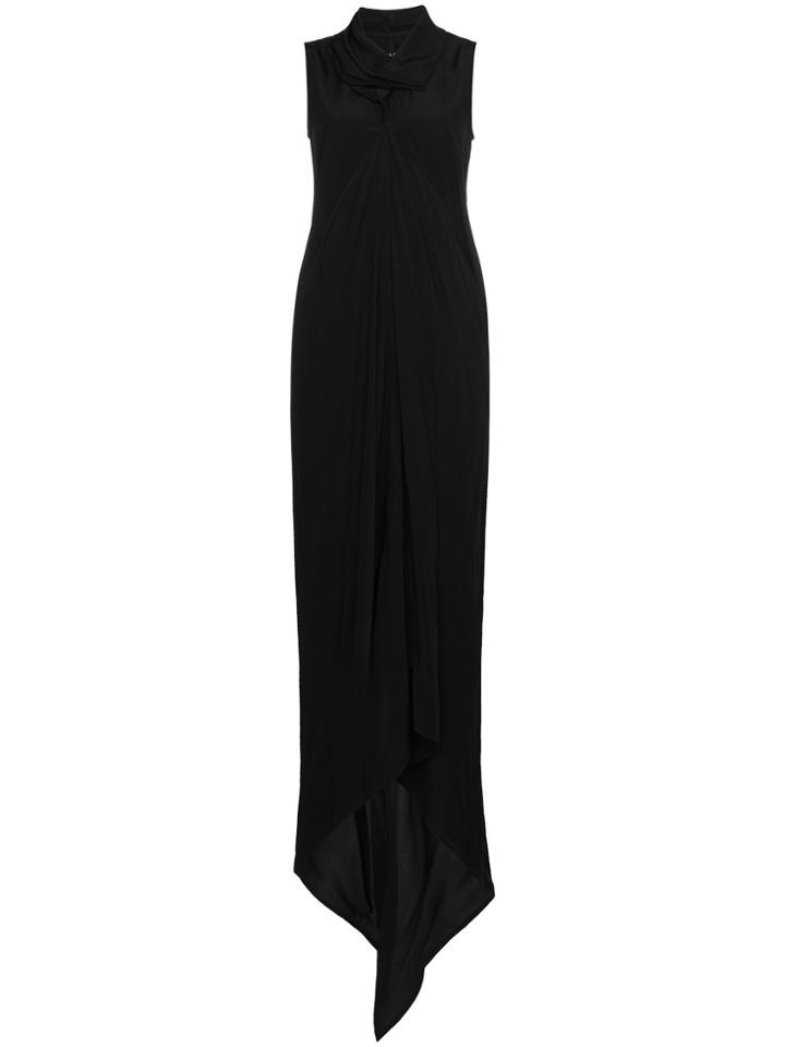 Rick Owens Sleeveless Draped Neck Maxi Dress - Black