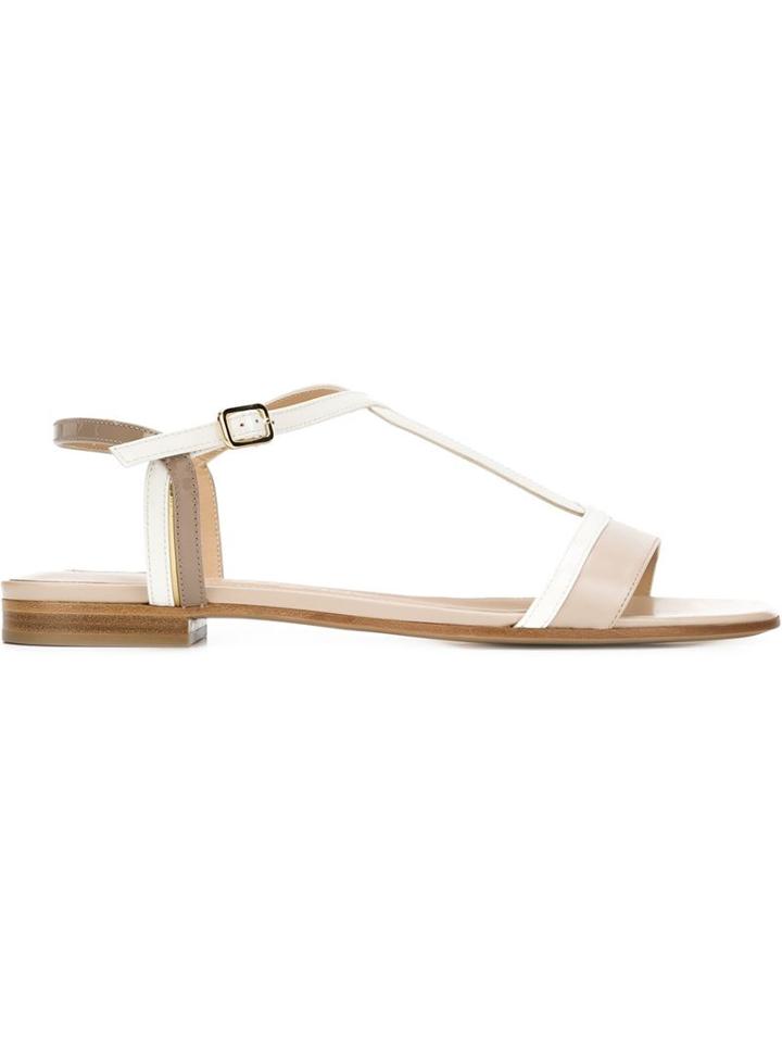Salvatore Ferragamo Gerry Sandals, Women's, Size: 38.5, Nude/neutrals, Calf Leather/leather/patent Leather