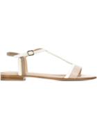 Salvatore Ferragamo Gerry Sandals, Women's, Size: 38.5, Nude/neutrals, Calf Leather/leather/patent Leather