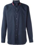 Brioni Striped Collar Shirt, Men's, Size: Xxl, Blue, Cotton