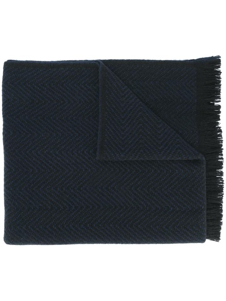 Valentino Chevron Knitted Scarf, Women's, Blue, Cashmere/wool