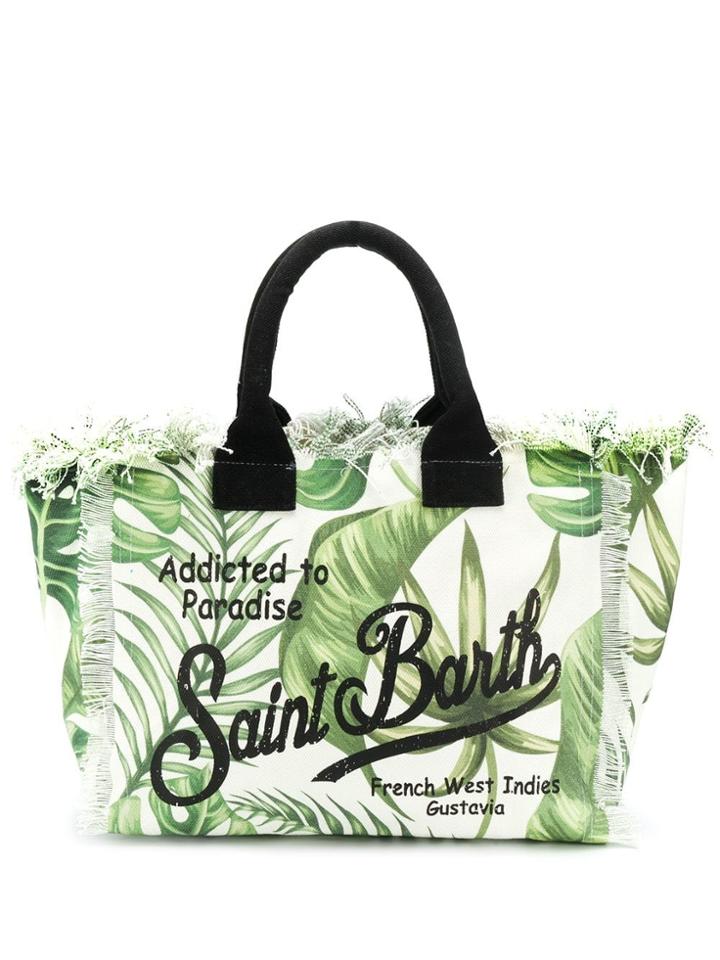 Mc2 Saint Barth Vanity Tropical Leaves Print Beach Bag - White