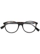 Fendi Eyewear Round Frame Logo Glasses - Brown