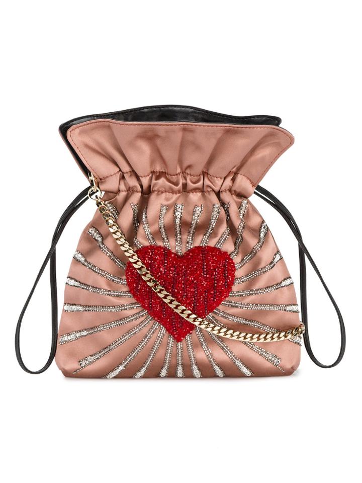 Les Petits Joueurs Trilly Heart Embellished Shoulder Bag - Nude &