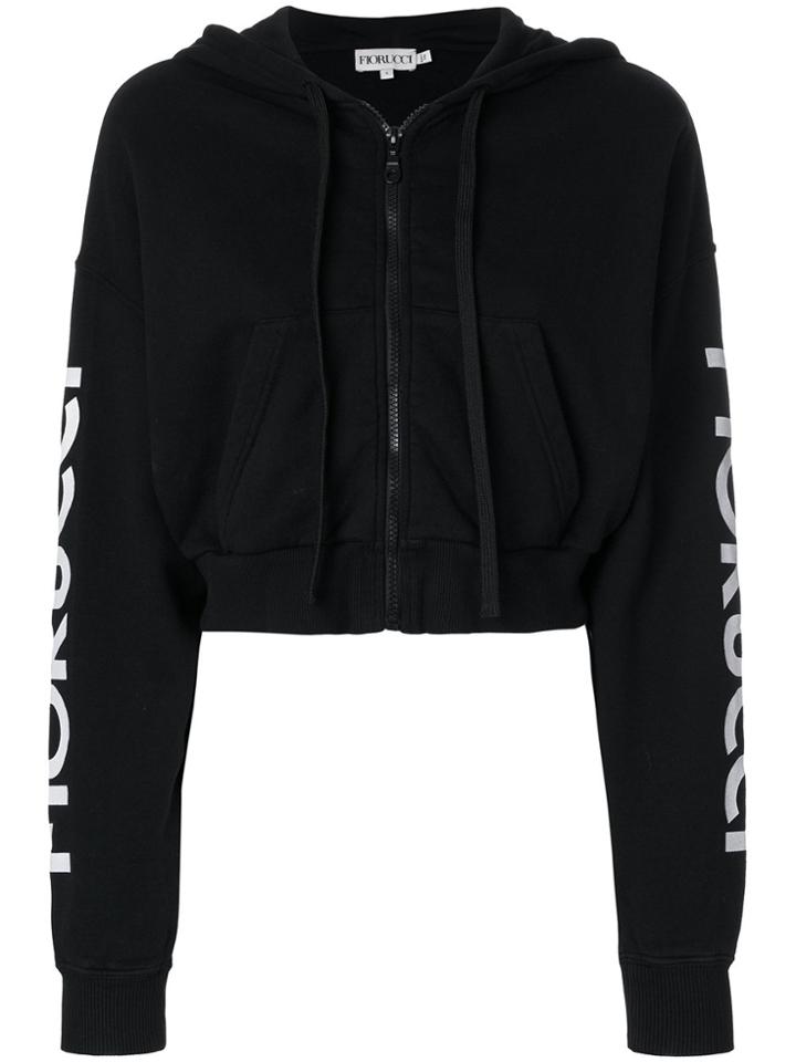 Fiorucci Cropped Zip Front Hoodie - Black