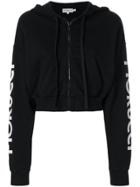 Fiorucci Cropped Zip Front Hoodie - Black