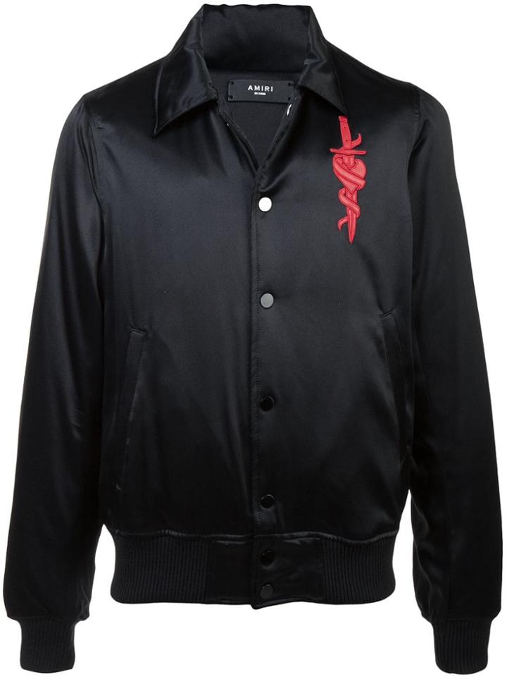 Amiri Embroidered Detail Bomber Jacket - Black