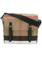 Burberry House Check Shoulder Bag, Men's, Nude/neutrals, Cotton/jute/calf Leather