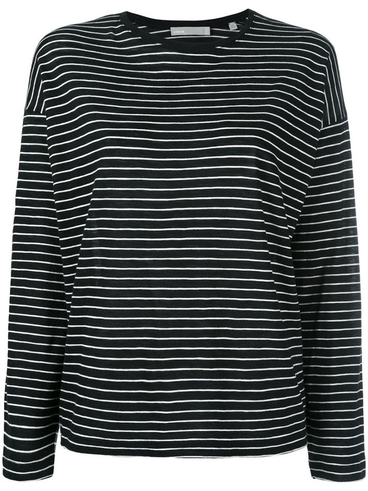 Vince Striped Longsleeved T-shirt, Women's, Size: Large, Black, Cotton