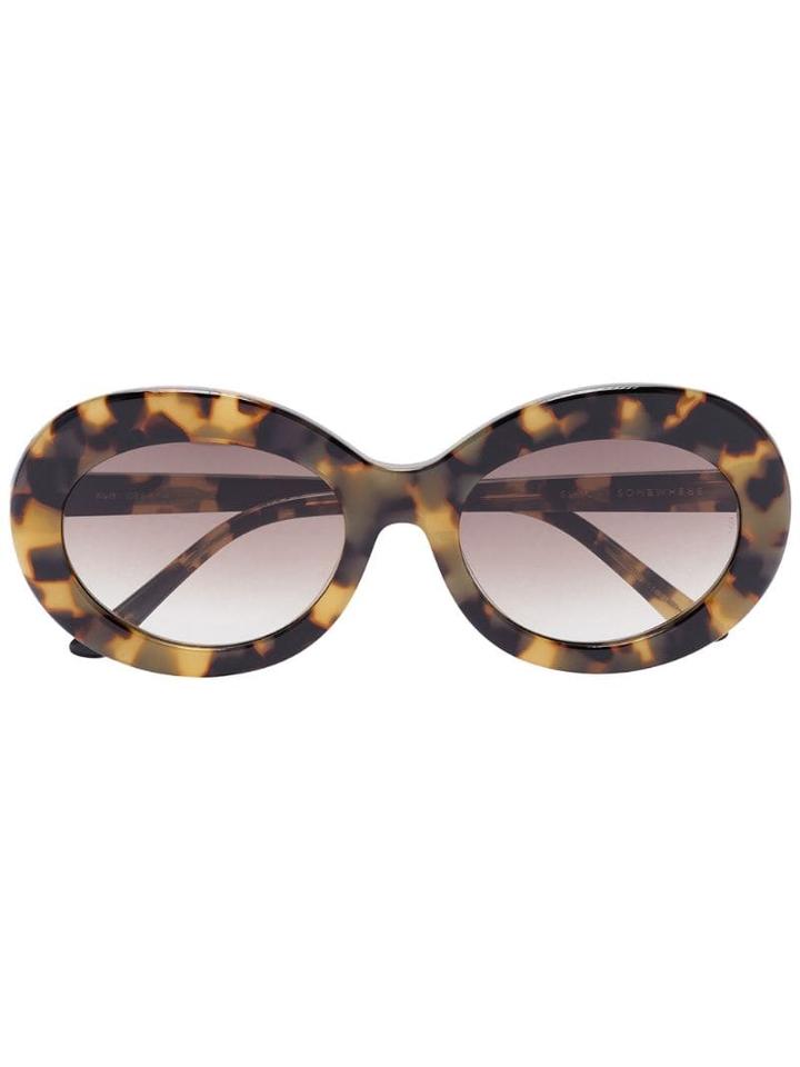 Sunday Somewhere Brown Tortoiseshell Print Oval Sunglasses
