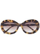 Sunday Somewhere Brown Tortoiseshell Print Oval Sunglasses