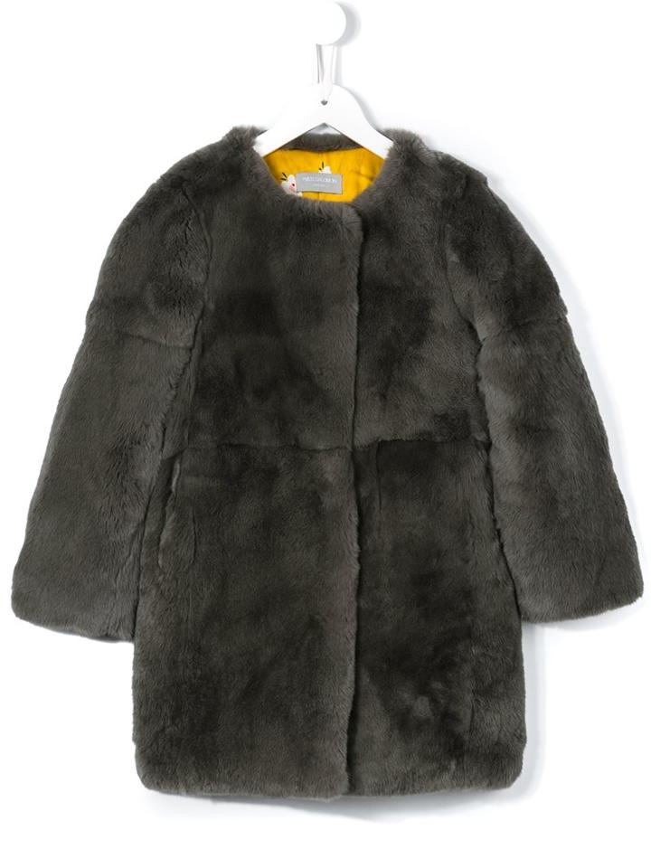 Yves Salomon Enfant Rabbit Fur Coat, Girl's, Size: 8 Yrs, Grey
