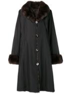 Liska Fur Collar Coat - Black