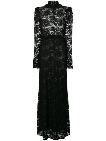 Francesco Scognamiglio Lace Fitted Gown - Black