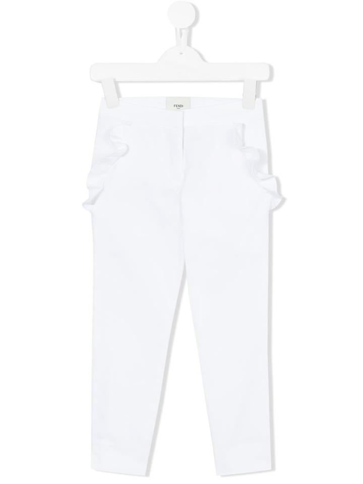 Fendi Kids - Ruffled Trousers - Kids - Cotton/spandex/elastane - 6 Yrs, White