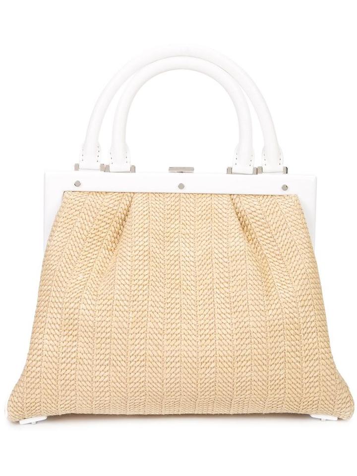 Perrin Paris Woven Tote, Women's, Brown, Straw/leather