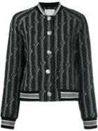 3.1 Phillip Lim Brocade Varsity Bomber Jacket, Women's, Size: 4, Black, Viscose/cotton/polyester/other Fibers