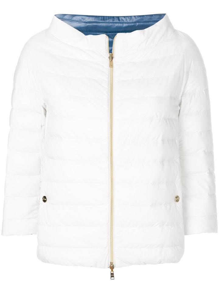 Herno Cropped Sleeves Puffer Jacket - Nude & Neutrals