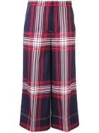 By Malene Birger Plaid Cropped Trousers - Blue