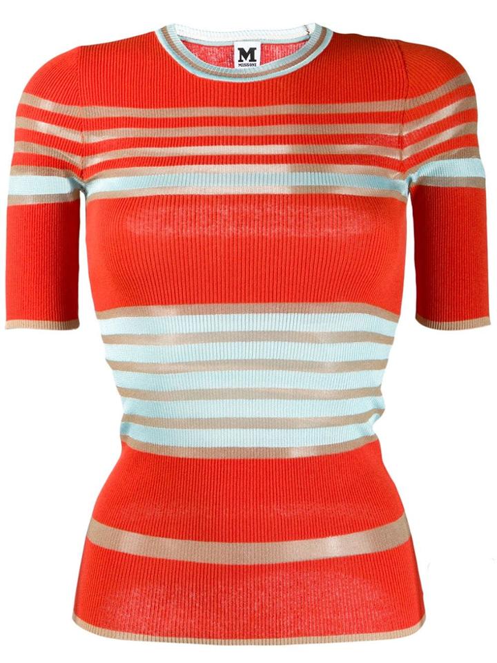 M Missoni Ribbed Short Sleeve Jumper - Orange