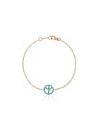 Rosa De La Cruz 18k Gold Bracelet With Turquoise Peace Charm -