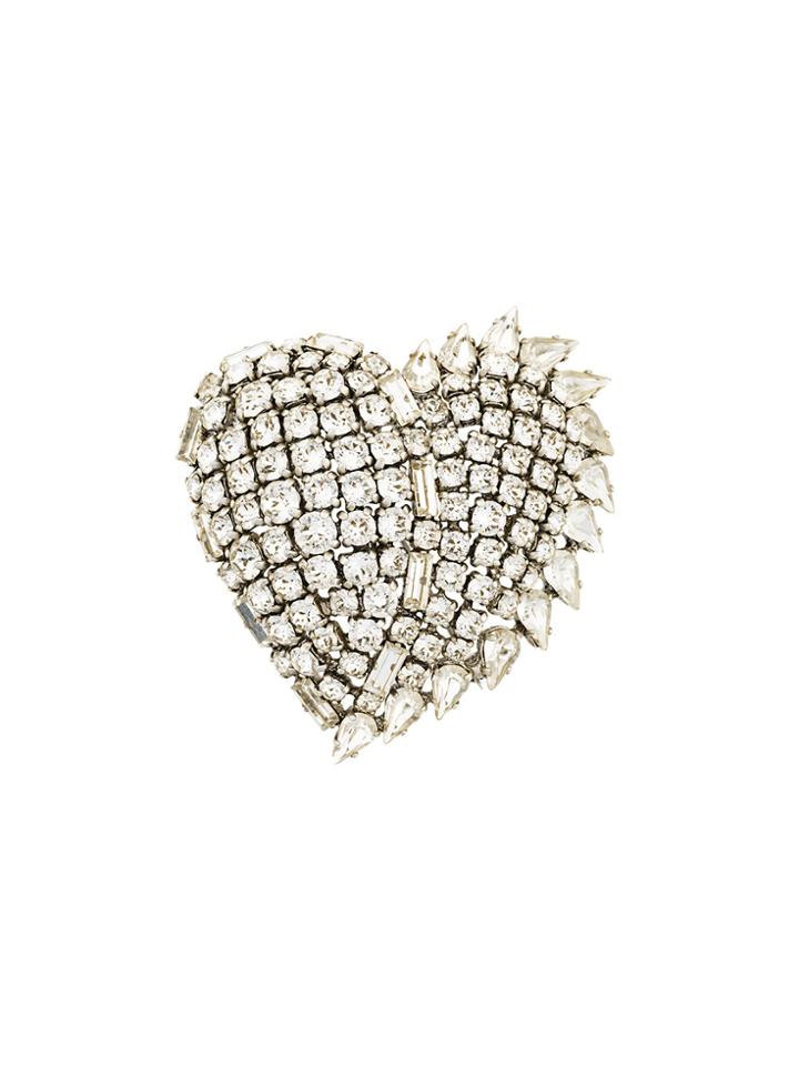 Saint Laurent Smoking Heart Brooch - Metallic