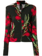 Norma Kamali Rose Print Track Top - Black