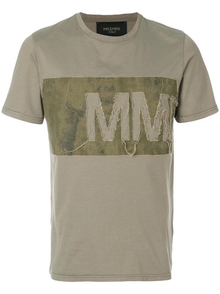 Mr & Mrs Italy Distressed Logo Panel T-shirt - Green