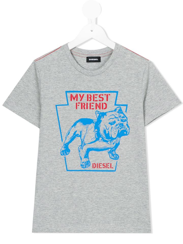 Diesel Kids - Bulldog T-shirt - Kids - Cotton - 7 Yrs, Grey