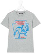 Diesel Kids - Bulldog T-shirt - Kids - Cotton - 7 Yrs, Grey