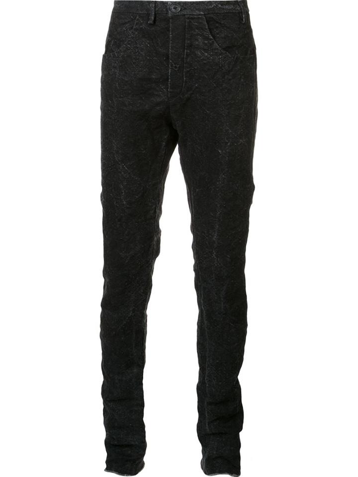 Label Under Construction Stone Wash Trousers, Men's, Size: 48, Black, Cotton/linen/flax/acetate