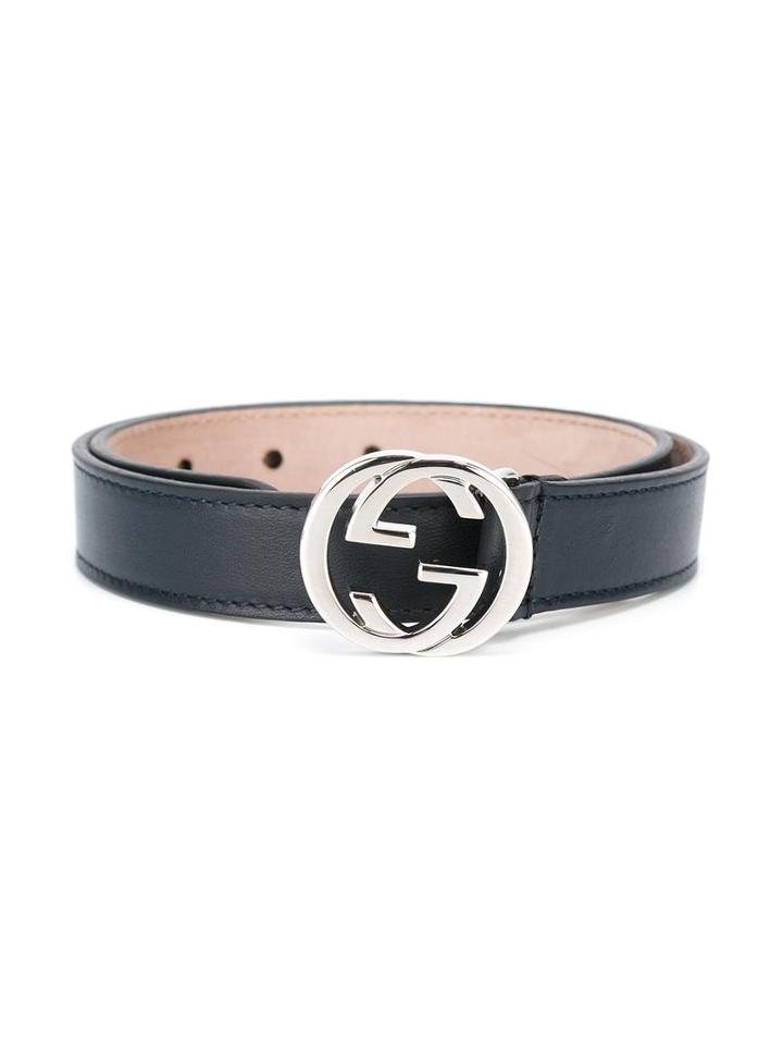 Gucci Kids Gg Buckle Belt, Boy's, Size: 60 Cm, Blue
