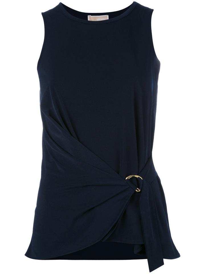 Michael Michael Kors Belted Sleeveless Top, Women's, Size: Xs, Blue, Polyester/spandex/elastane