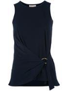 Michael Michael Kors Belted Sleeveless Top, Women's, Size: Xs, Blue, Polyester/spandex/elastane
