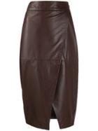 L'autre Chose Wrapped Pencil Skirt - Brown