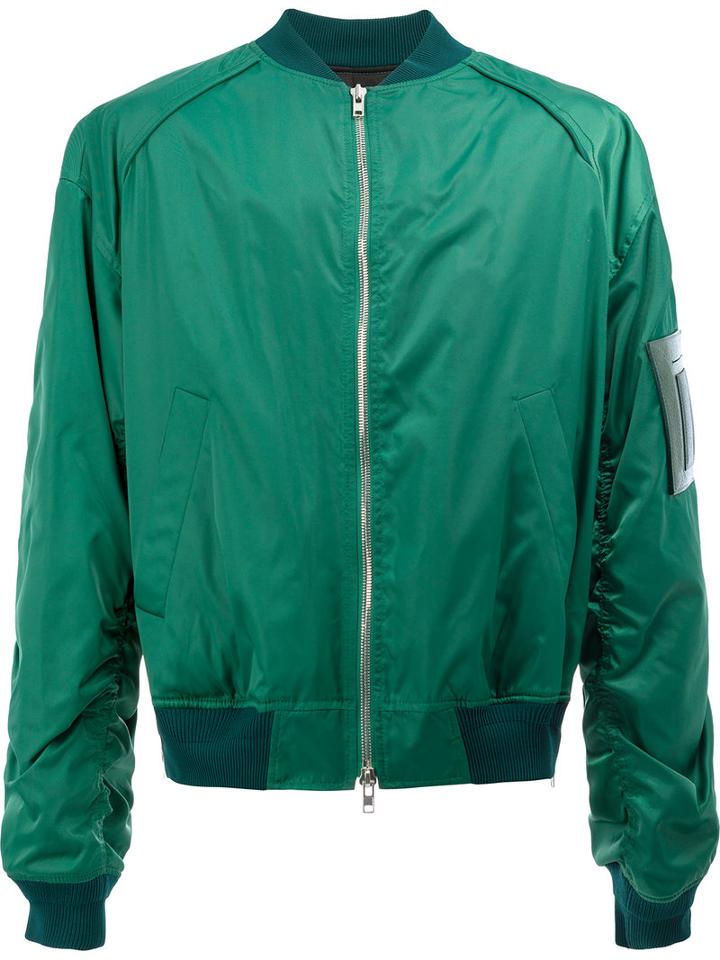 Juun.j Arm Detail Bomber Jacket, Men's, Size: 48, Green, Cotton/nylon/polyester/cupro