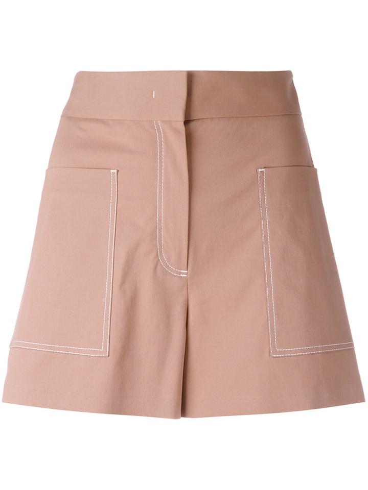M Missoni - Contrast Stitching Shorts - Women - Cotton/polyester/spandex/elastane/acetate - 44, Brown, Cotton/polyester/spandex/elastane/acetate