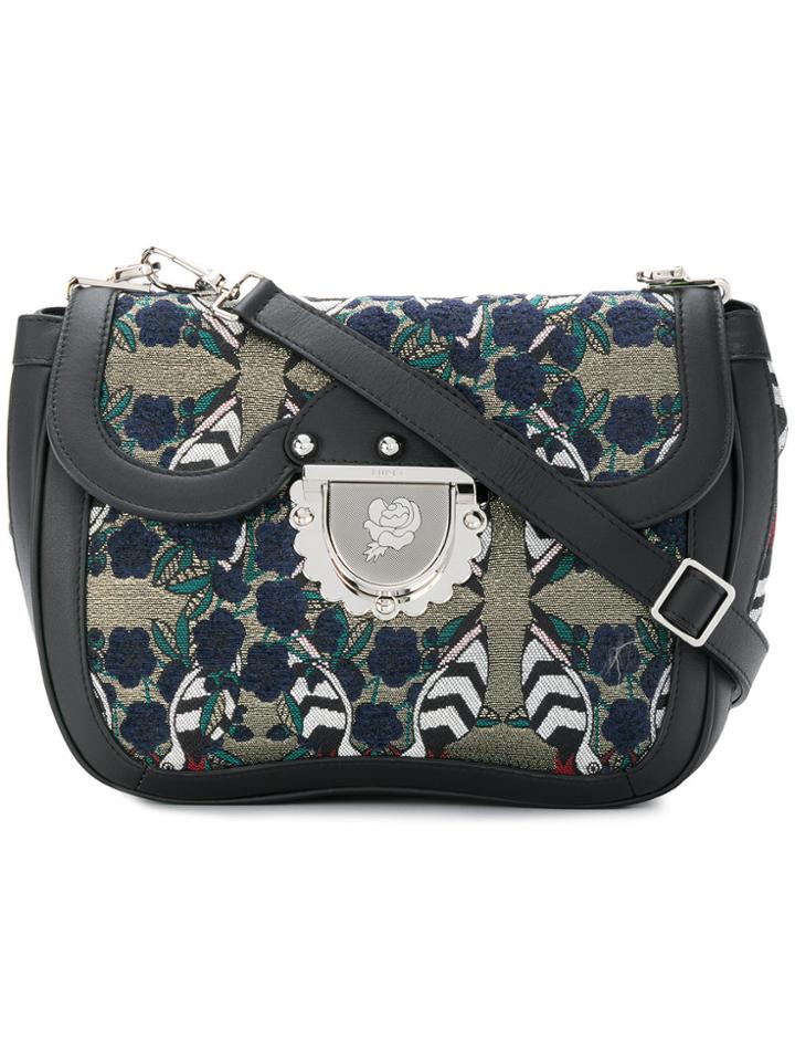 Furla Floral Cross Body Bag - Black